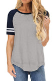 Color Block Contrast Short Sleeve T-Shirt Gray