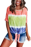 Crew Neck Colorblock T-Shirt With Knot