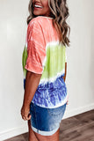 Crew Neck Colorblock T-Shirt With Knot