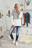 Charcoal White Zip Neck Oversize Fluffy Fleece Pullover