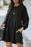 Round Neck Empire Waist Ribbed Knit Dress