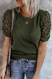 Women's Solid Color Knitted Top Lace Sleeve Knit Pullover