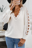 Lace Splicing V Neck Pullover Sweater