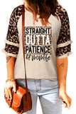 Womenn's Crew Neck Graphic Blouse Ruffled Leopard Sleeve Patchwork Top